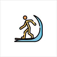 A man riding a surfboard on a wave icon vector