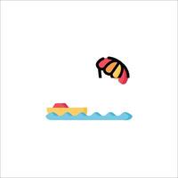 A colorful umbrella and a boat are in the water vector
