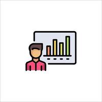 A man is standing in front of a chart on a white background vector