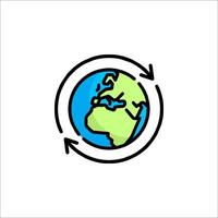 Earth globe with arrow and arrow icon vector