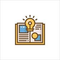 An open book with a light bulb on top vector
