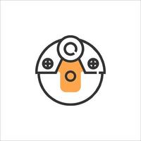 A logo for a camera that has a camera on it vector