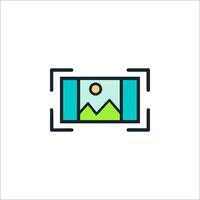 A camera with a mountain in the background vector