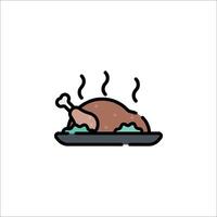 A turkey on a plate with a green leaf on it vector