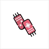 Two red and white snowflakes on a white background vector