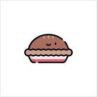 A cute little pie with a pink icing vector