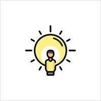 A man is standing in front of a light bulb vector
