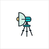 A camera on a tripod icon vector