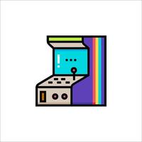 An arcade machine icon with a rainbow stripe vector