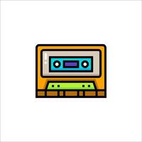 An orange and green cassette player icon vector
