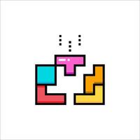 A pixel art style icon of a puzzle piece vector