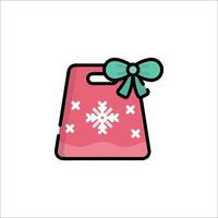 A pink bag with a bow and snowflakes vector