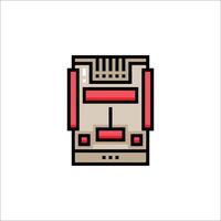 An icon of a computer with a red and white background vector