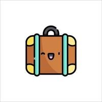 A cartoon suitcase with a smiley face vector