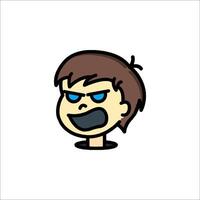 A cartoon boy with an angry expression vector