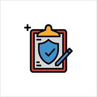 A clipboard with a shield and a pen vector