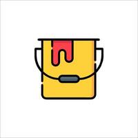 A yellow paint bucket with red paint on it vector