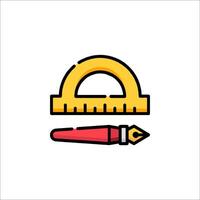 A ruler and a pen icon on a white background vector