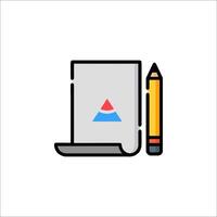 A pencil and a notebook with a triangle on it vector