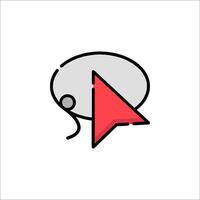 A red arrow pointing to a speech bubble vector