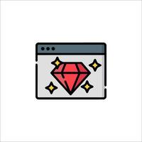 A red diamond icon on a computer screen vector