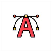 A letter with a red and orange dot on it vector