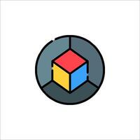 A colorful cube with a red, blue and yellow color scheme vector