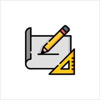 A pencil and ruler icon on a white background vector