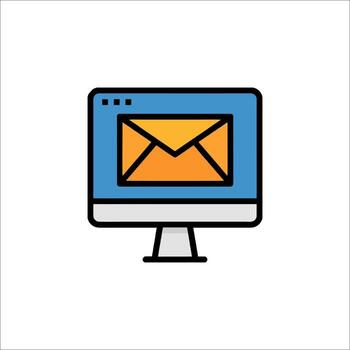 Email icon on computer monitor illustration vector
