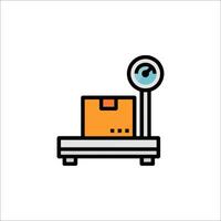 A scale with a box on it and a clock vector