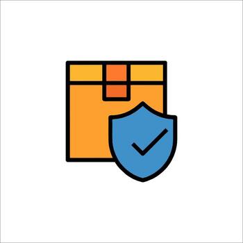 A box with a shield and a check mark vector