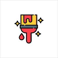 A paintbrush icon with a red and yellow color vector