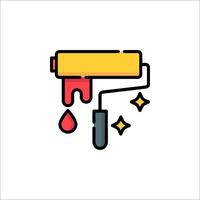 A paint roller with paint on it and a star vector