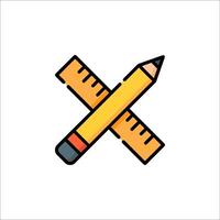 A pencil and ruler icon on a white background vector