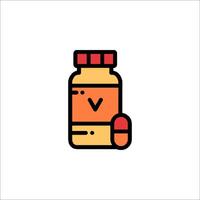 A bottle of pills with the letter v on it vector