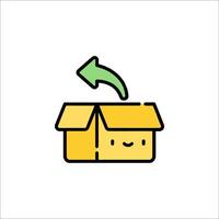 A cartoon box with an arrow pointing to it vector