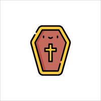 A cartoon coffin with a cross on it vector