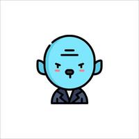 A blue cartoon character with a black suit and tie vector