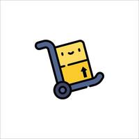 A cartoon character with a cart on top of it vector