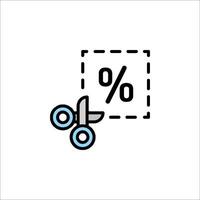 A small icon of a pair of scissors cutting a percentage sign vector