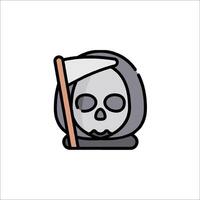 Grim reaper icon with a scythe and a hat vector