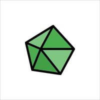A green cube with a black outline vector