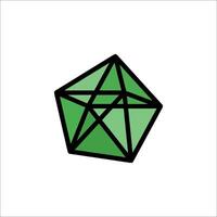 A green d20 dice with a pentagram on it vector