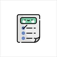 A cartoon character is holding a paper with a check mark on it vector