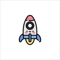 A cartoon rocket ship with a cute face vector