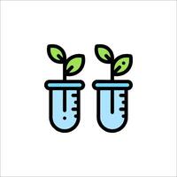Two test tubes with plants in them vector