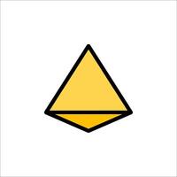 A yellow triangle with a black outline vector