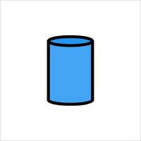 A blue cylinder with a black outline vector