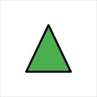 A green triangle with a black outline vector