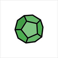 A green gemstone with a black outline vector